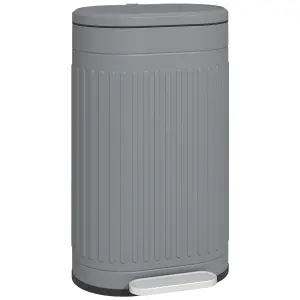 HOMCOM 30L Pedal Bin, Metal Kitchen Bin with Soft-close Lid, Grey