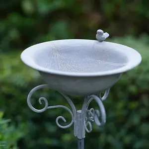 Large Cast Iron Birdbath Wrought Metal Feeder Antique Outdoor Garden Ornament