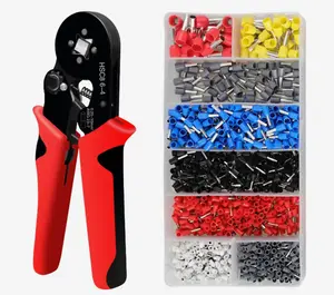 Ratchet square ferrule crimping pliers set 1201pcs 0.25-10mm², 30-5AWG