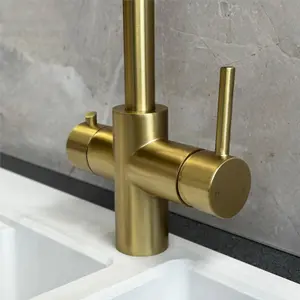 Liquida EBT311BR 3 In 1 Brushed Brass Kitchen Instant Boiling Hot Water Tap