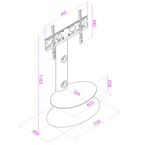 Argon TV-Stand with Bracket Black