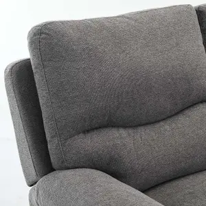 Fosse 3 Seater Manual Recliner Fabric Modern Living Sofa Dark Grey