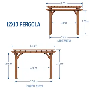 Backyard Discovery Cedar Wood Pergola  3.6m x 3m (12ft x 10ft)