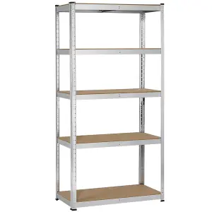 Yaheetech Silver Metal 5 Tier Storage Rack with Adjustable Shelves