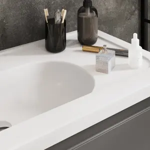 GoodHome Levanna Gloss White Rectangular Vanity Basin (W)80.6cm