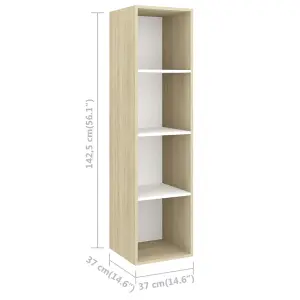 Berkfield Wall-mounted TV Cabinet Sonoma Oak and White 37x37x142.5 cm Engineered Wood