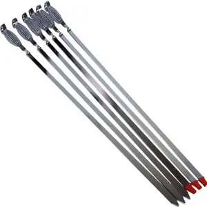 6Pc Bbq Skewer Stainless Steel Barbecue Kebab Food Sticks Grill Tandoori Cooking