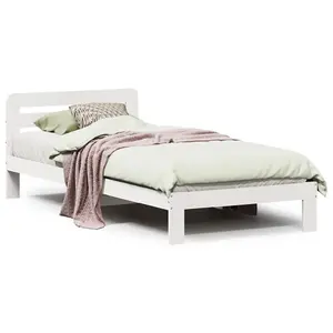 Berkfield Bed Frame without Mattress White 100x200 cm Solid Wood Pine