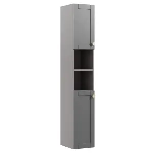 Ashford Matt Dusty grey Double Wall-mounted Bathroom Cabinet (H)180cm (W)29.5cm