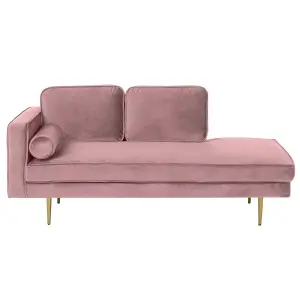 Left Hand Velvet Chaise Lounge Pink MIRAMAS