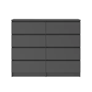 SunDaze Modern Chest of 8 Drawers Bedroom Furniture Storage Bedside Table Cabinet Dark Grey 120x30x99.6cm