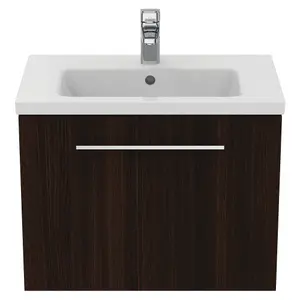 Ideal Standard i.life S Compact Matt Coffee Oak effect Wall-mounted Bathroom Vanity unit (H) 440mm (W) 600mm