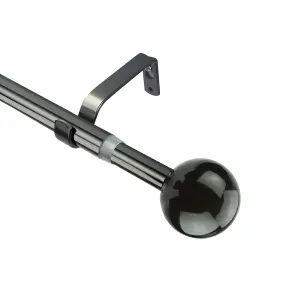 GoodHome Kilmos Gloss Black Nickel effect Extendable Ball Curtain pole Set, (L)2000mm-3300mm (Dia)19mm