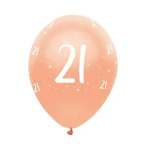 Creative Party Latex All-Over Print 21st Birthday Balloons (Pack of 6) Rose Gold (One Size)