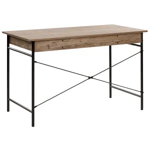 Home Office Desk with Storage Taupe Dark Wood CASCO