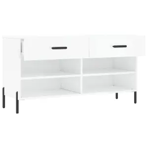 Berkfield Shoe Bench High Gloss White 102x35x55 cm Engineered Wood