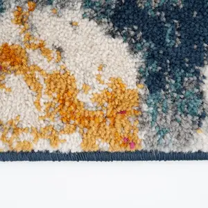 Blue Navy Multicoloured Abstract Burst Area Rug 190x280cm