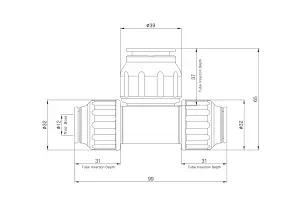 Flomasta White Push-fit Reducing Pipe tee (Dia)15mm x 15mm x 22mm