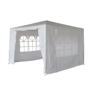 BIRCHTREE 3X3M Outdoor PE Gazebo Patio Shade Canopy Waterproof 4 Pieces Sidewalls White