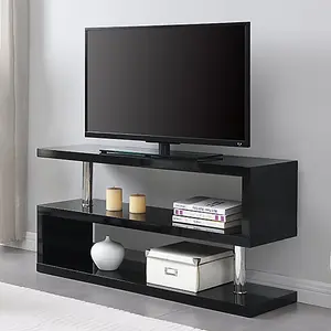 Miami High Gloss S Shape Design TV Stand In Black