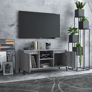 Berkfield TV Cabinet with Metal Legs Grey Sonoma 103.5x35x50 cm