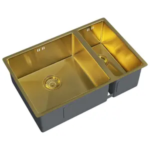 Liquida EL670BG 1.5 Bowl PVD Undermount Brushed Gold Kitchen Sink