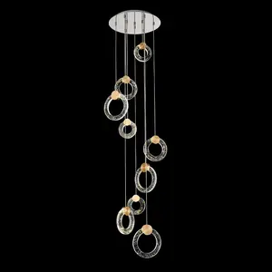 Luminosa Contemporary LED Cluster Pendant Ceiling 9 Light Gold, Glass 3000K