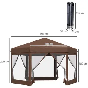 Outsunny 4x4m Garden Gazebo Tent Outdoor Metal Adjustable Sunshade w/ Net