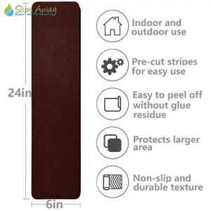 Anti Slip Tape Tread Cleats Pre Cut Tiles 150mm x 610mm - BROWN