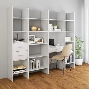 Berkfield Book Cabinet High Gloss White 60x35x180 cm Engineered Wood