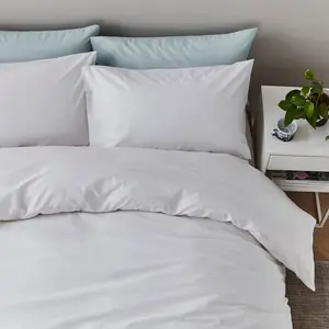 Pure Cotton Duvet Cover Set White / Kingsize - 2 Pillowcases (45 x 80 cm)