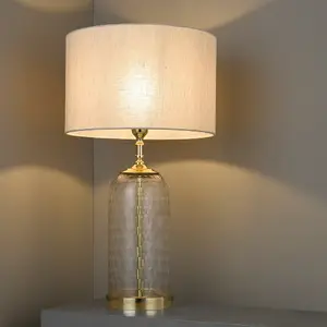 Geometric Glass Table Lamp Brass Trim BASE ONLY Modern Bedside Feature Light