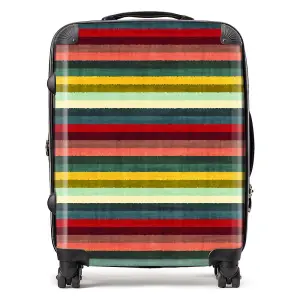 Multicolour Striped Brish Pattern Suitcase - Large