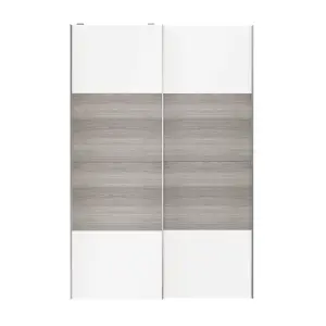 Atomia Panelled Grey & white oak effect 2 door Sliding Wardrobe Door kit (H)2250mm (W)1500mm