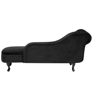 Left Hand Chaise Lounge Velvet Black NIMES