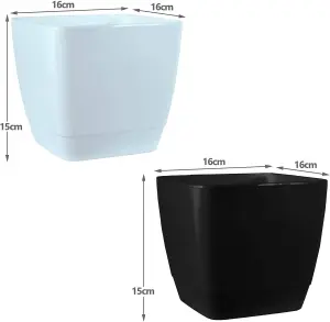 simpa 10PC Black and White Gloss Plastic Planters.