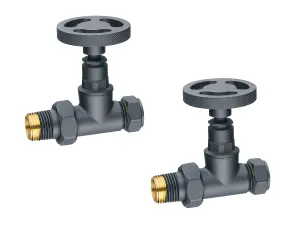 KeenFix Telford Straight Radiator Valves: Anthracite Grey