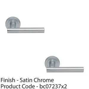 2 PACK - Premium Concealed Door Handle Set - Satin Chrome Straight Lever on Round Rose