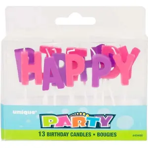 Unique Party Letter Birthday Candles (Pack of 13) Purple/Pink (One Size)