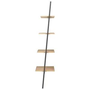 Berkfield 4-Tier Leaning Shelf Light Brown and Black 64x34x150.5 cm