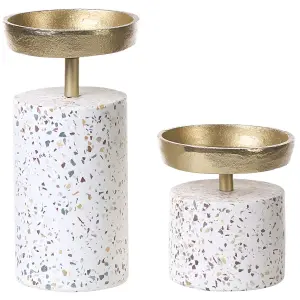 Set of 2 Candle Holders KAENGAN Stone Gold