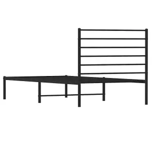 Berkfield Metal Bed Frame with Headboard Black 90x190 cm 3FT Single