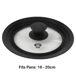 URBNLIVING Universal Silicone & Glass Lid for Cooking Pans, Pots & Skillets Diameter Fits 16/18/20cm