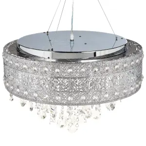 6 Lights Metal Chandelier Silver BARBEIRA