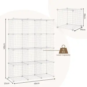 Costway 12 Cube Storage Shelf Rack DIY Wire Grid Bookcase Display Cabinet Organiser