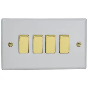 Varilight 4-Gang 10A 1- or 2-Way Rocker Switch (Twin Plate) Vogue Matt White