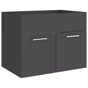 Berkfield 2 Piece Bathroom Furniture Set Grey Engineered Wood