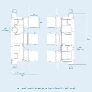 Orta Square Concealed Thermostatic Mixer Valve Hand Held 300mm Shower Head Set