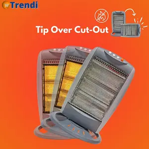 Trendi Halogen Heater 400W /800W/ 1200W 3 Power Settings, Carry Handle, and Long-Lasting Feature Replaceable Halogen Tubes, Ligh