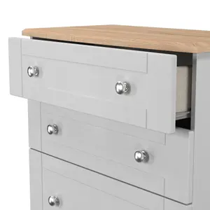 Sussex Ready assembled Grey & oak 4 Drawer Chest (H)1074mm (W)765mm (D)415mm